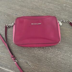 Michael Kors plum Crossbody Bag with Silver Chain
